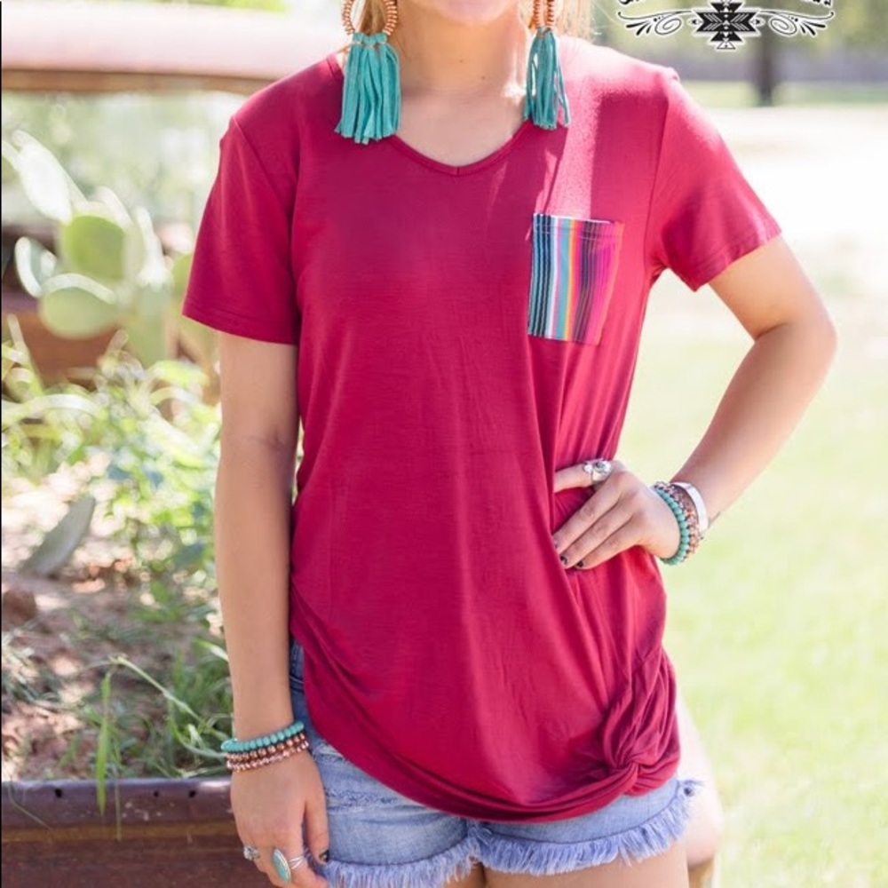 Serape Pocket Knot Top